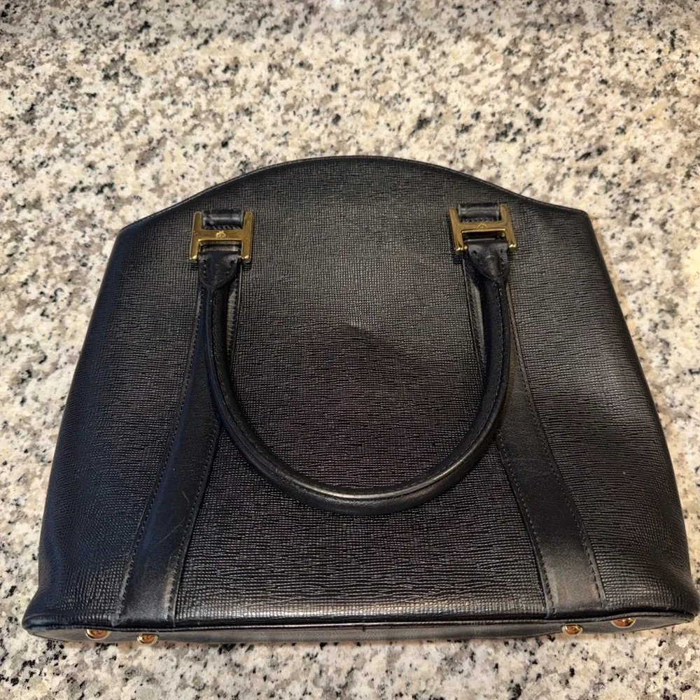 MCM Black Leather Top-Handle Satchel